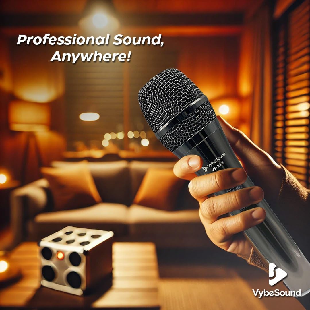 VS-213 Professional Dynamic Vocal Microphone 13ft XLR Cable, On/Off Switch, Noise-Canceling Mic for Karaoke, Singing, Podcasting, Live Stage, and Studio Recording