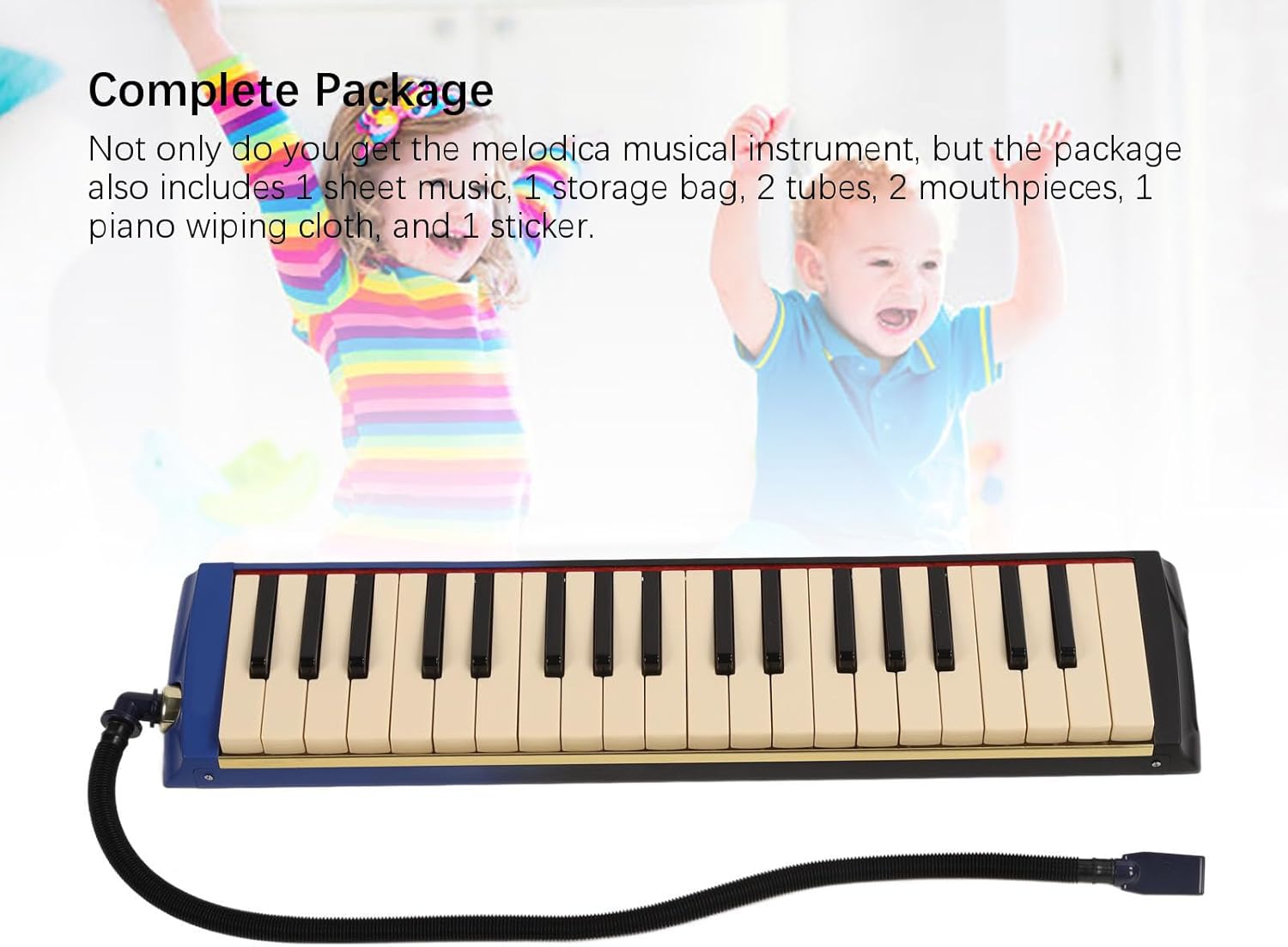 Tyenaza 37 Key Melodica Instrument, Piano Double Soft Tubes 2pcs Mouthpiece Melodica Air Piano Keyboard with Carrying Bag, for Music Classrooms