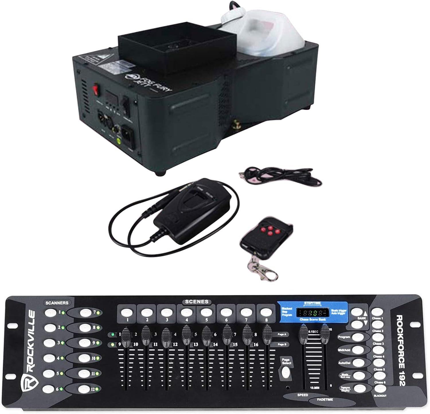 American DJ Fog Fury Jett Vertical Fog Machine+Wireless Remote+DMX Controller