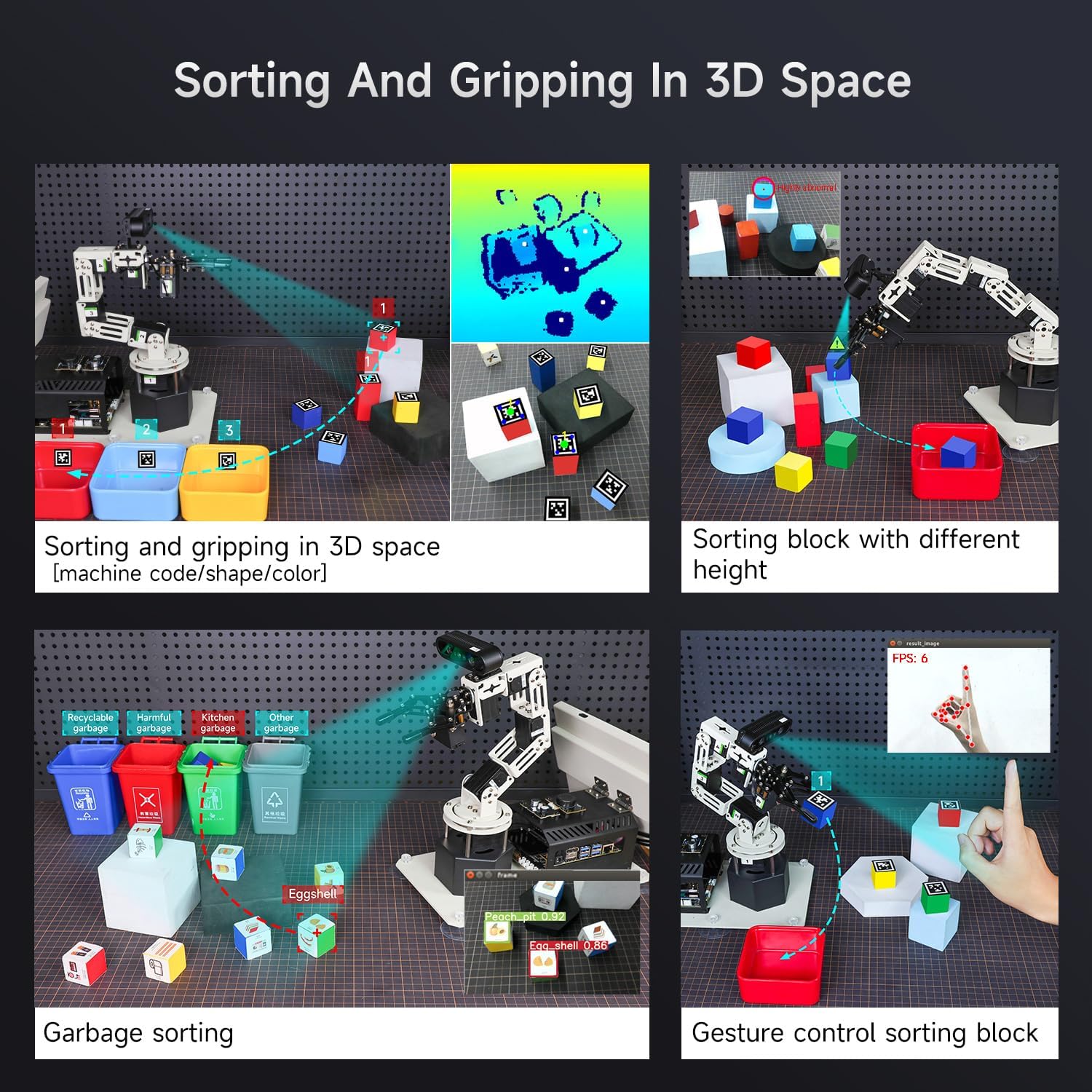 Yahboom 6DOF Robotic Arm 3D Recognition Scanning,Depth Camera Visual Recognition AI Visual Recognition Technology with Orin Nano Super 8GB Supports Large AI Model