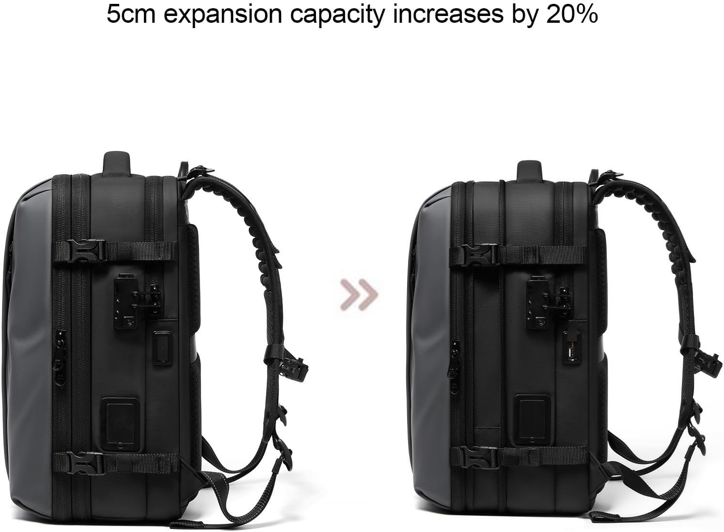 Vacuum Seal Backpack, 25L - 60L Expandable Carry On Compression Backpack with Lock, Travel Vacuum Storage Bags Backpacks for Short Trip Business (Grey)