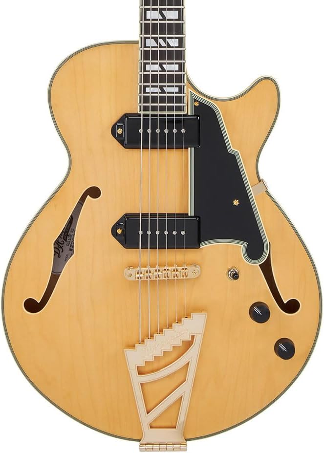 D'Angelico Deluxe SS Baritone Semi-hollowbody Electric Guitar - Satin Honey