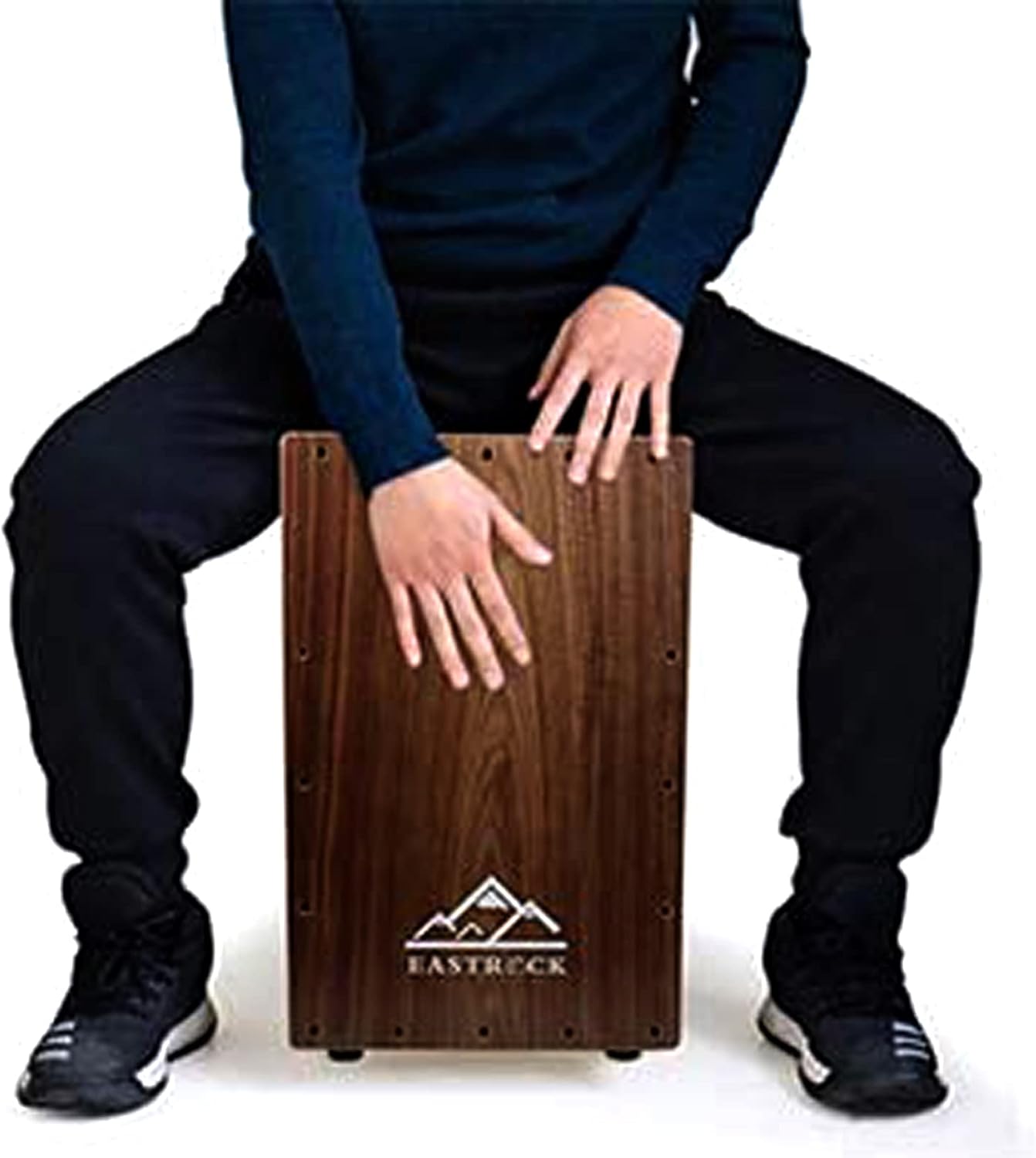 EASTROCK Walnut Wood Cajon Drum Box (12×11.7×18 in) with Internal Guitar Strings – Full-Size Wooden Percussion for Beginners & Professionals with Bag