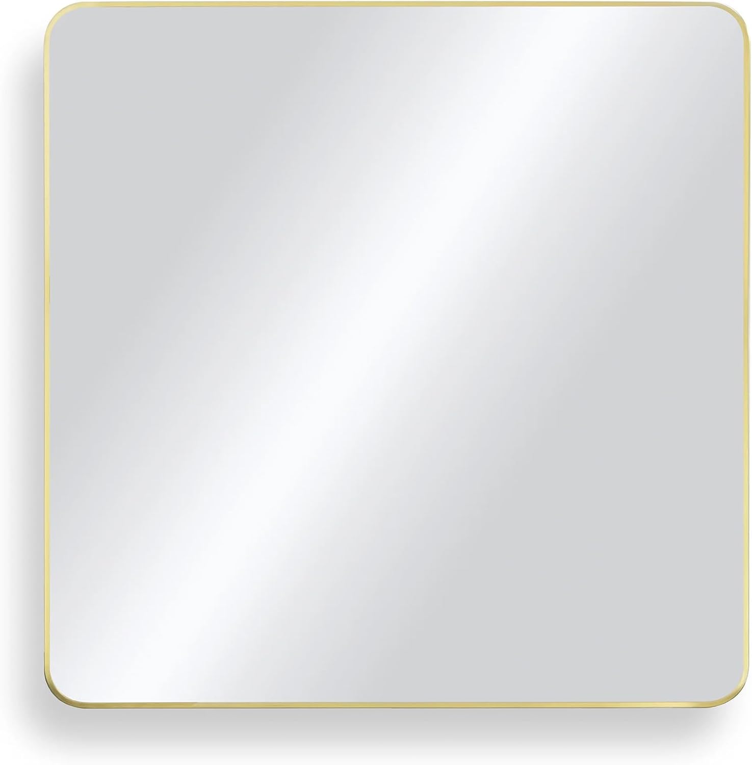 KIBI Shatteproof Wall-Mount Metal Frame Mirror | Horizontal/Vertical Mount | Wall Mirror for Bathrooms, Living Rooms, Hallways, Entryways, Offices | Rust Resistant (Brushed Gold, 36