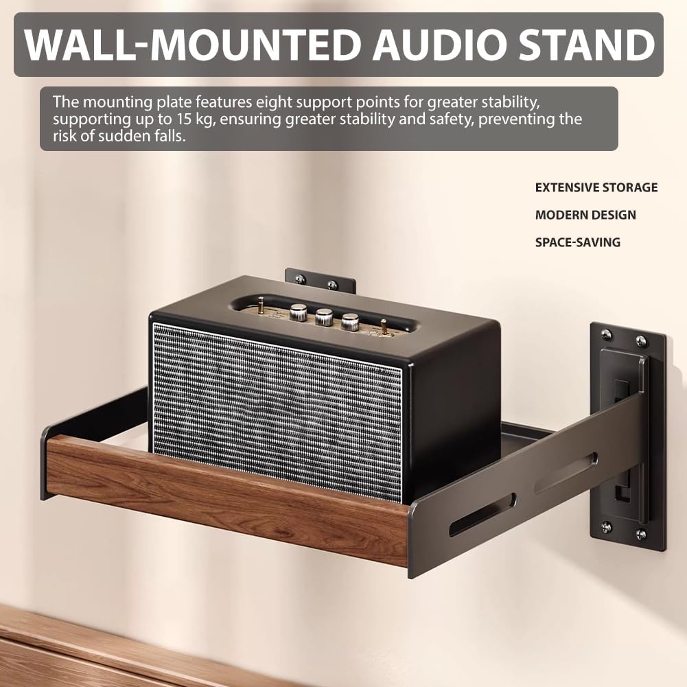 Wall Mount AV Media Stand Corner Bracket, Corner Audio Component Stand, DVD Player Stand Stereo Component Cabinet Audio Rack Bracket for Home/Office/Theater,1 Layer 40 * 35 * 14.5cm