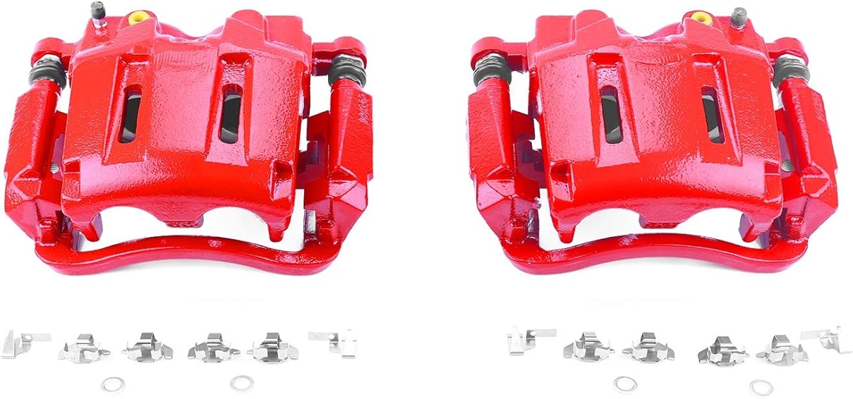 Power Stop Caliper Set For 2005 - 2012 Ford F-250 F-350 Super Duty [Application Specific] Front Pair of High-Temp Red Powder Coated Calipers S5022