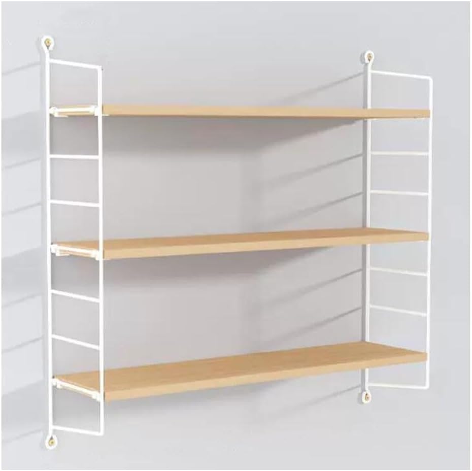 Wall Shelves Floating Shelves Industrial Pipe Shelf, Wall Mount Shelf Metal Hung Bracket Bookshelf Diy Storage Room Kitchen Shelves Punch Free Installation (Color : Natural, Size : 80X20X75Cm)