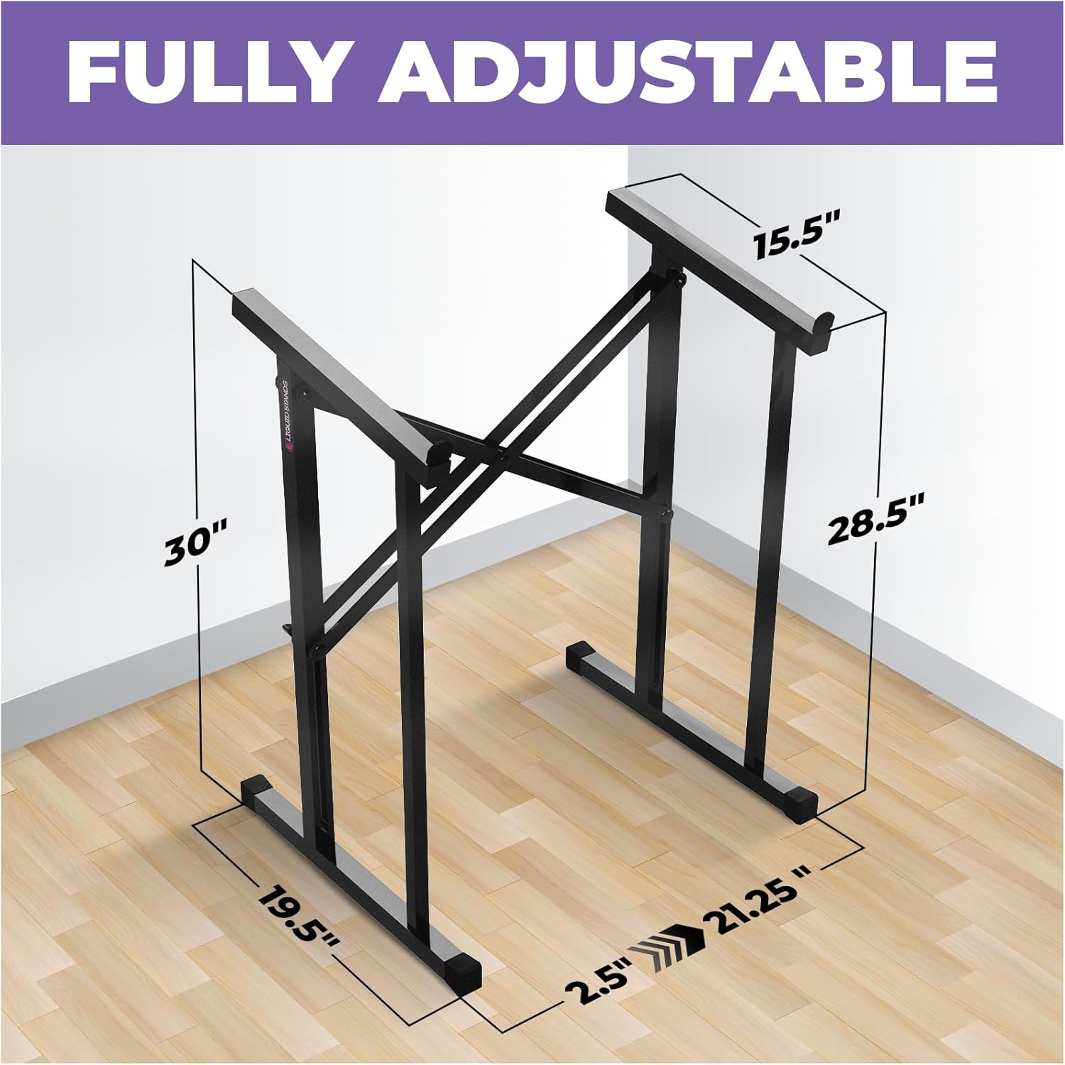 Liquid Stands Portable Audio Mixer Stand - Angled Foldable & Adjustable Studio Music Mixer Synth, MPC Stand For Drum Machines, DJ Turntables, Audio Rack Music Equipment & More