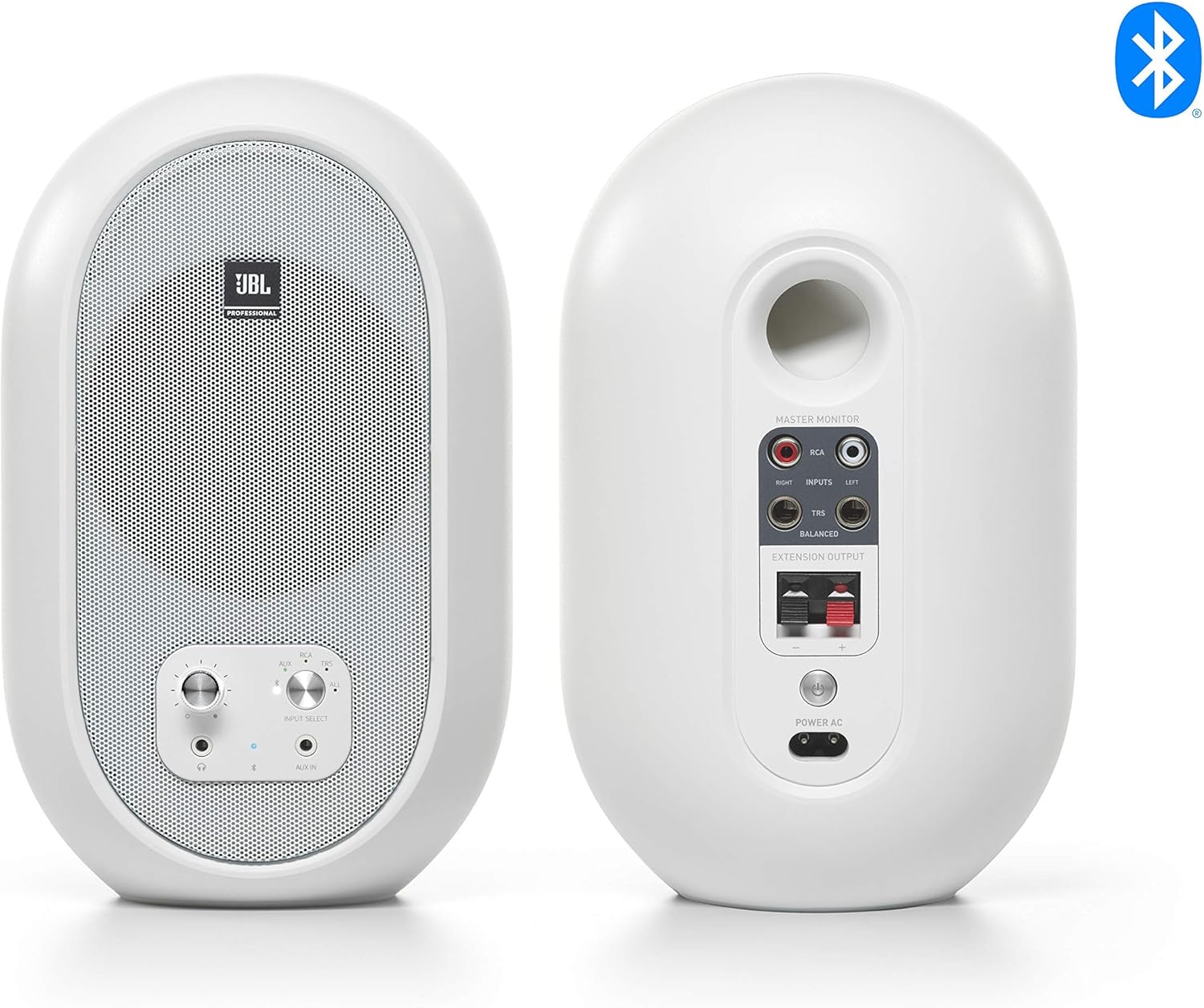 JBL Professional 1 Series 104-BT Compact Desktop Reference Monitors with Bluetooth, white, sold as pair, (JBL104-BT-WH) (Renewed)