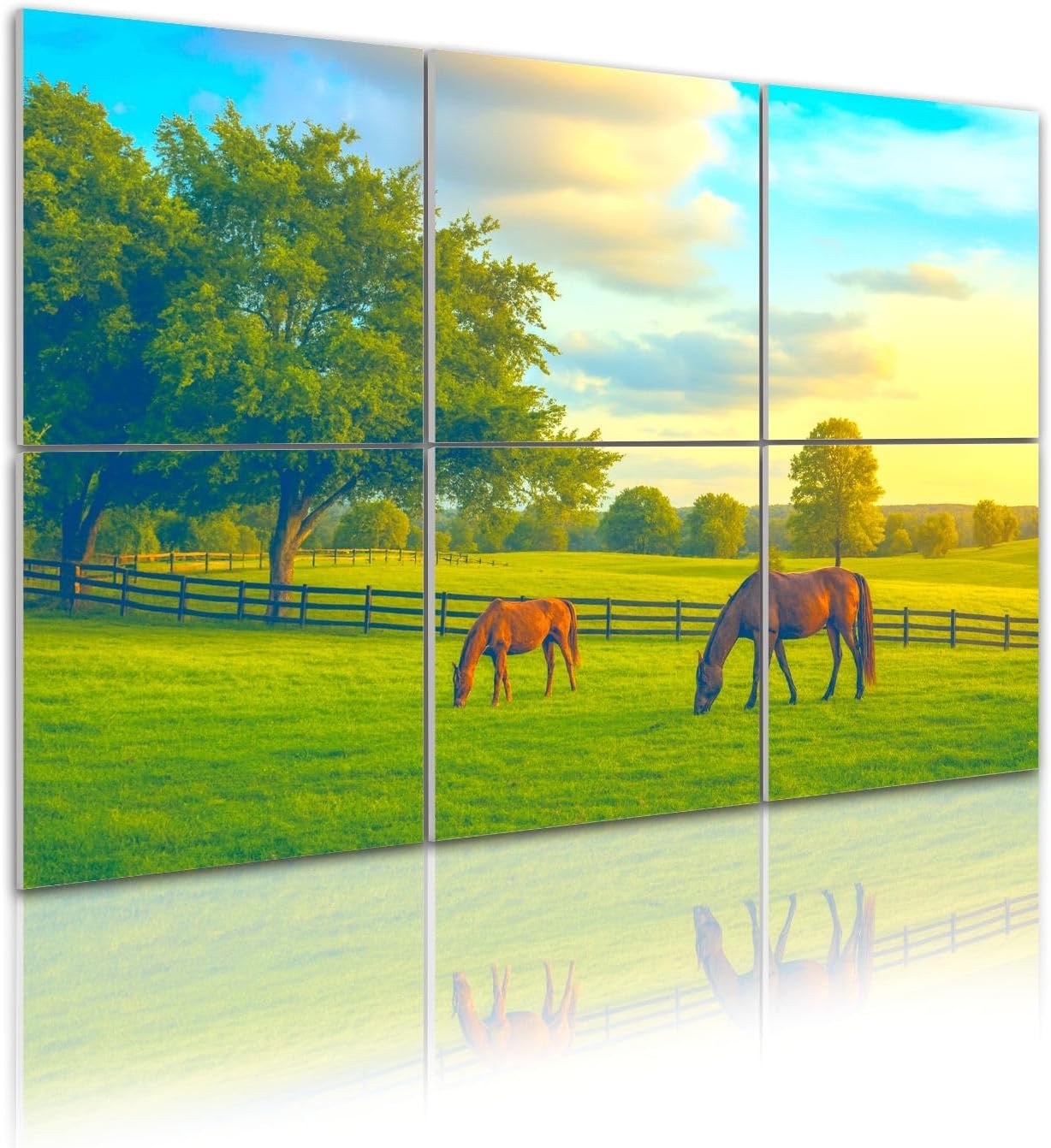6 Pack Art Acoustic Panels Self Adhesive Horses farm Kentucky Decorative Soundproof Wall Panels Sound Absorbing Panel 48