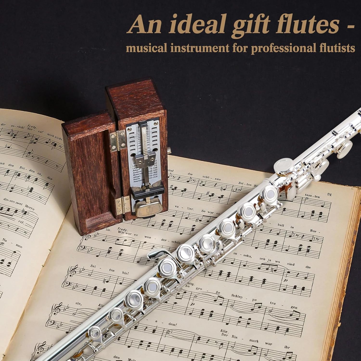 EASTROCK 17 Open Hole Flute with Offset G, Silver Plating 17 Key Flute for Professional with B Foot Joint, Split E Mechanism