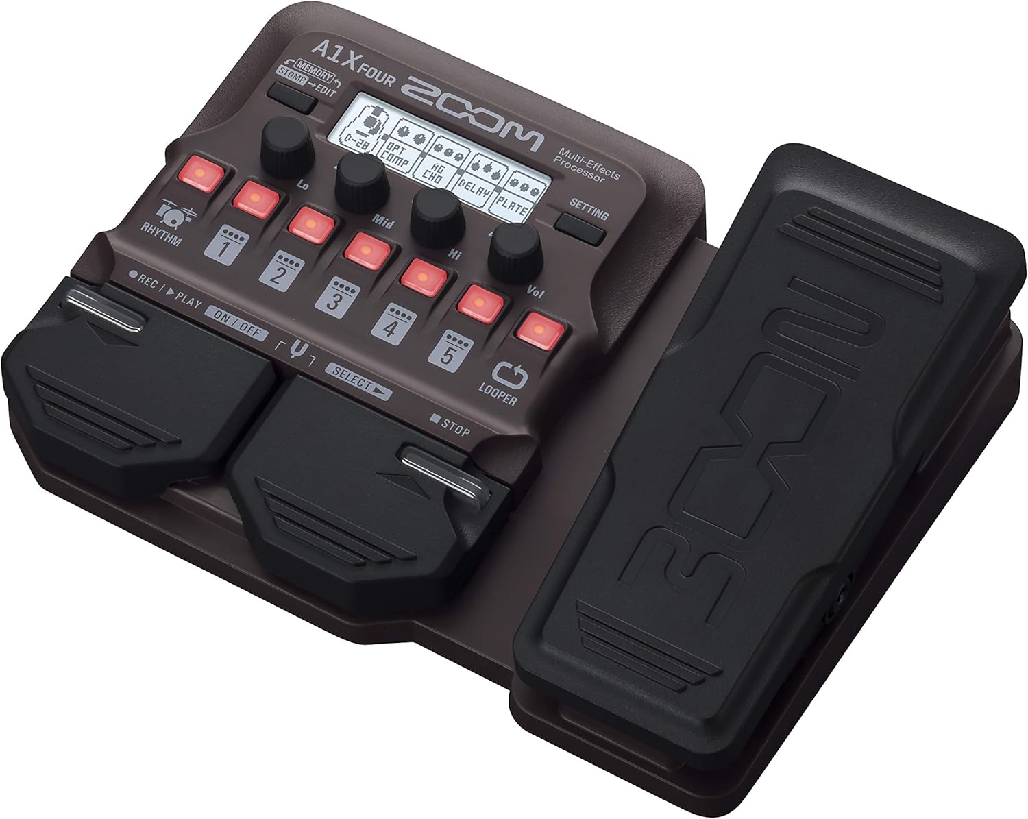 Zoom A1X FOUR Acoustic Instrument Multi-Effects Processor with Expression Pedal, Acoustic Modeling, Looper, Rhythm Section, For Guitar, Saxophone, Trumpet, Violin, Harmonica, and Upright Bass