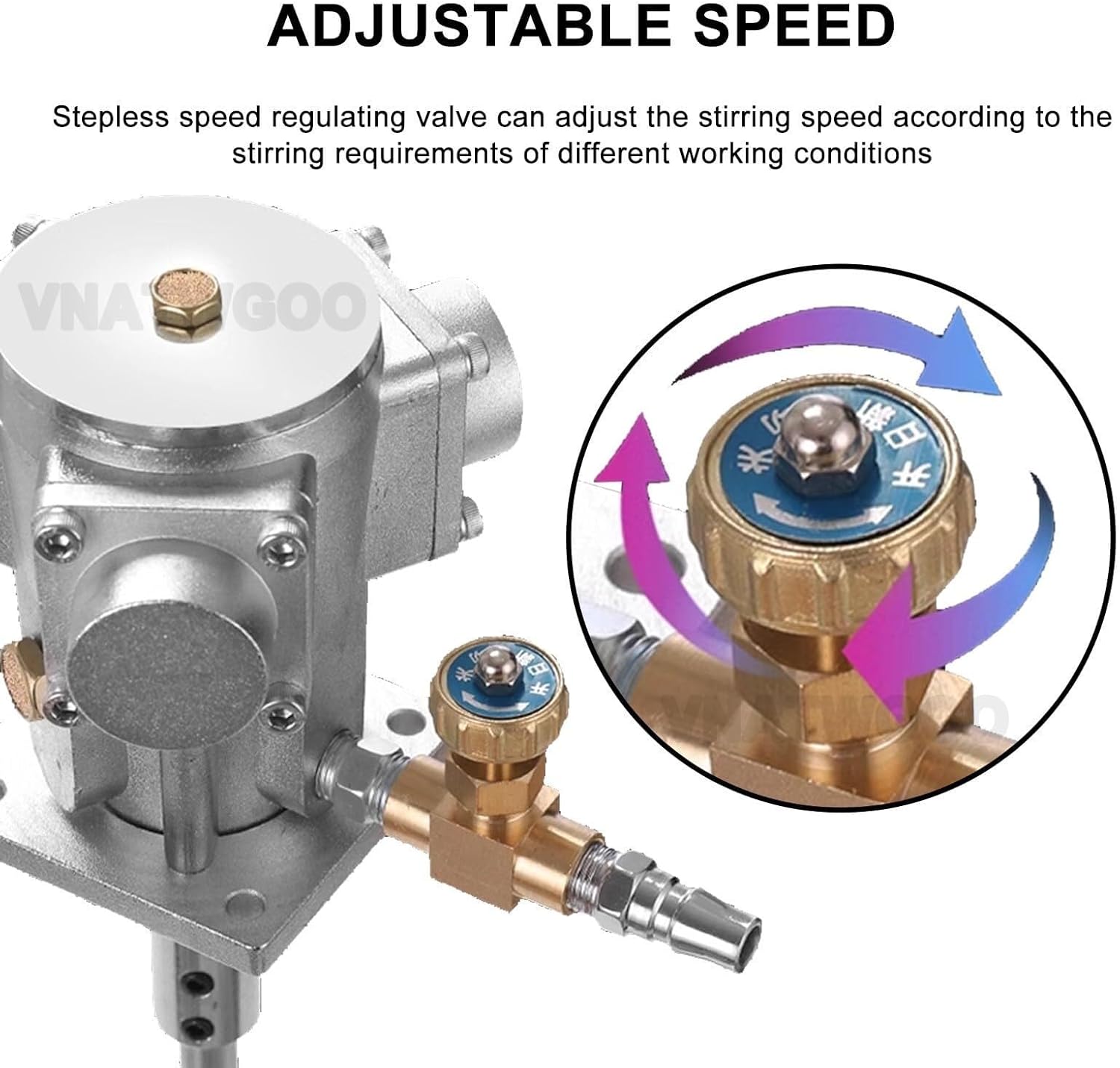 Pneumatic Clamp-Type Mixer, 50/100 Gallon Adjustable Speed Agitator, Industrial Air-Powered Stirring Machine, for Paint, Adhesive(100gallons)