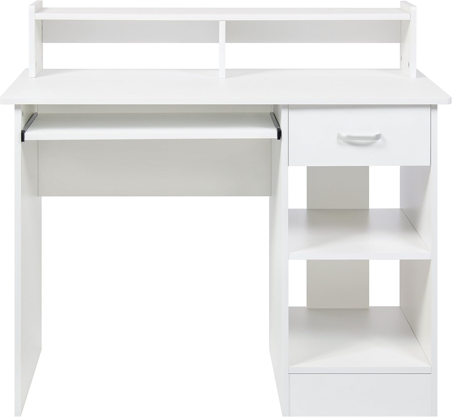 Best Choice Products Commercial Home Computer Laptop Work Station Desk Table w/Removable Shelf Divider, Open Back for Home, College, Office - White