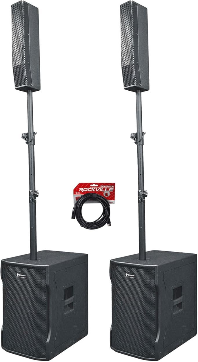 Rockville Bundle: (2) Titan Column 12 Pro/DJ Powered Array Speaker 12