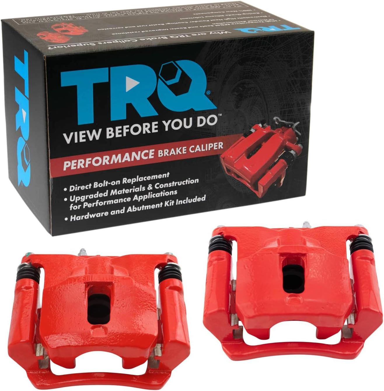 TRQ Rear Brake Caliper Set Painted Red Brackets Compatible with 2015-2019 Chevrolet Colorado 2015-2019 GMC Canyon