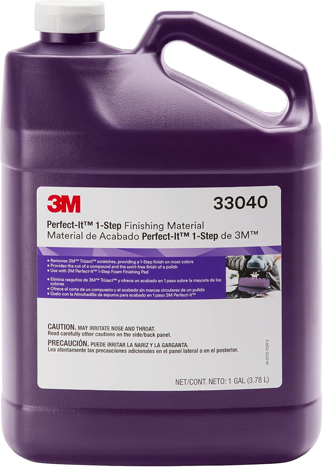 3M Perfect It 1 Step Finishing Material, 33040, Rubbing Compound, Machine Polish, Surface Buffing, 1 Gallon, 4/Case​, Purple
