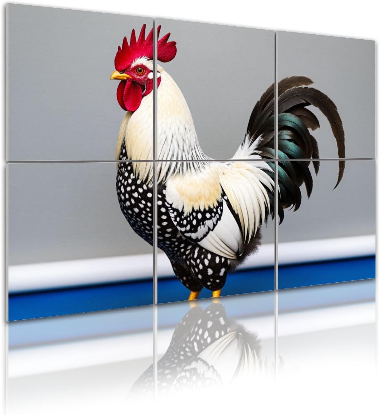 6 Pack Art Acoustic Panels Self Adhesive Colorful Rooster Striking Feathers Bold Red Comb Decorative Soundproof Wall Panels Sound Absorbing Panel 48