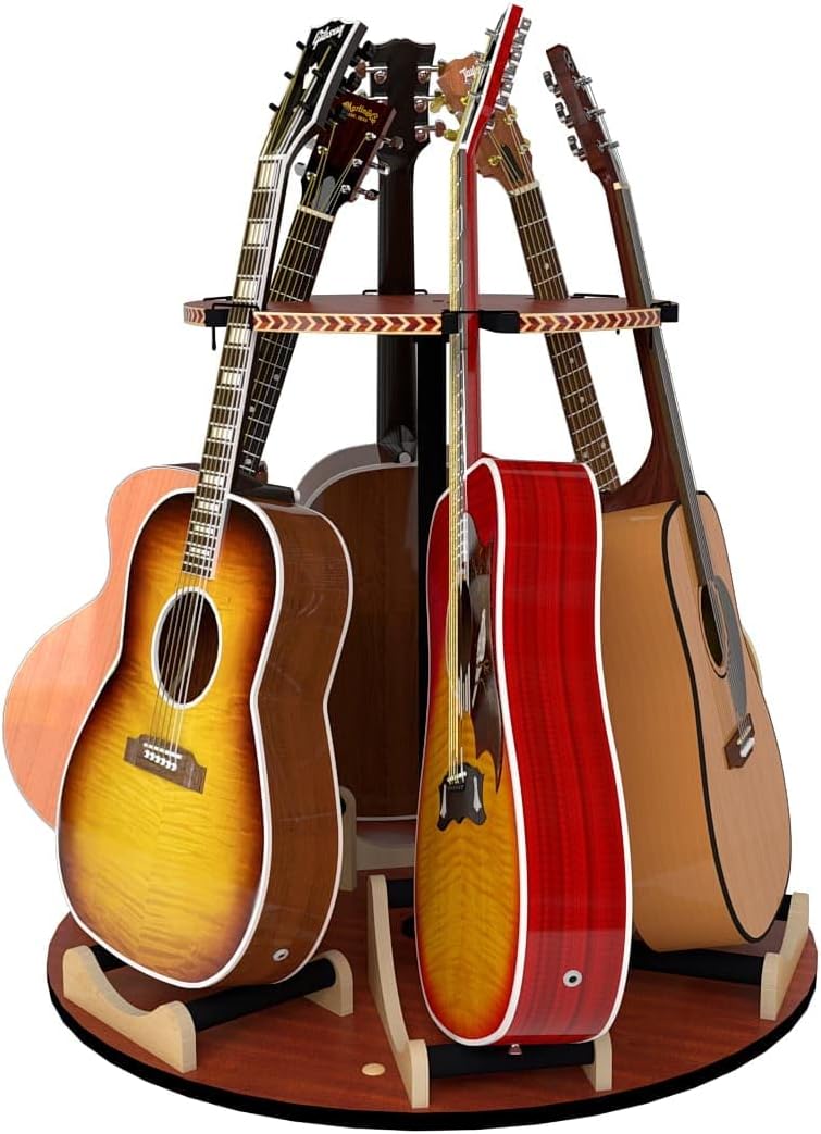 A&S Crafted Products The Carousel Rotating Multi Guitar Stand | Holds Acoustic & Electric | Fit 6 Instruments in 3ft of Space | Made In U.S.A.
