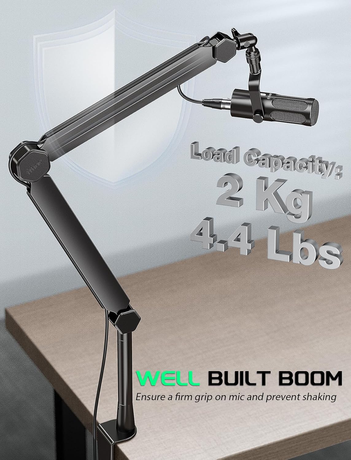 FIFINE Studio Dynamic Mic with Mic Boom Arm Kit, XLR/USB PC Microphone Bundle for Recording with Mute Button, Headphone Jack, Microphone Stand with Extension Tube, Desk Clamp for Vocal(TANK3+BM66T)