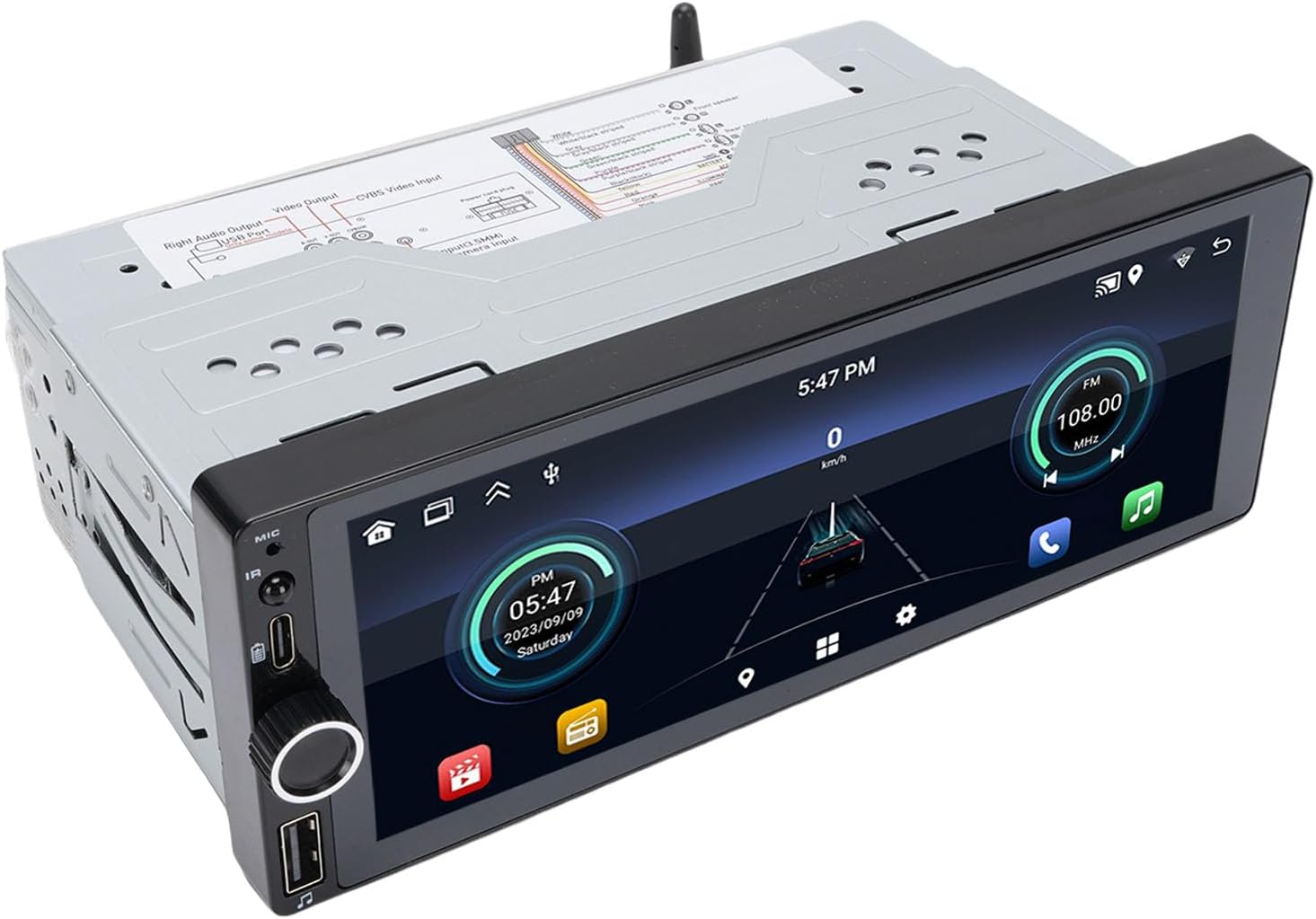 Zopsc Single Din Car Stereo with Bluetooth, 6.86 in Touchscreen WiFi Navigation Wireless for Android Auto, with 1080P Backup Camera and Voice Control (1+32GB)