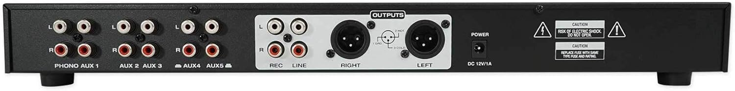 Rockville PPA20 Preamp 11V 1U Rack Mount Professional Pre-Amplifier, Phono Input, XLR Outputs, 3-Band EQ, for Home Audio and Studio Recording