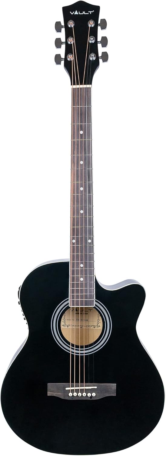 Vault EA-20CE Cutaway Acoustic-Electric Guitar - Black Bundle with Gig Bag, Tuner, Strap, Strings, Instrument Cable, Picks, Austin Bazaar Instructional DVD, and Polishing Cloth