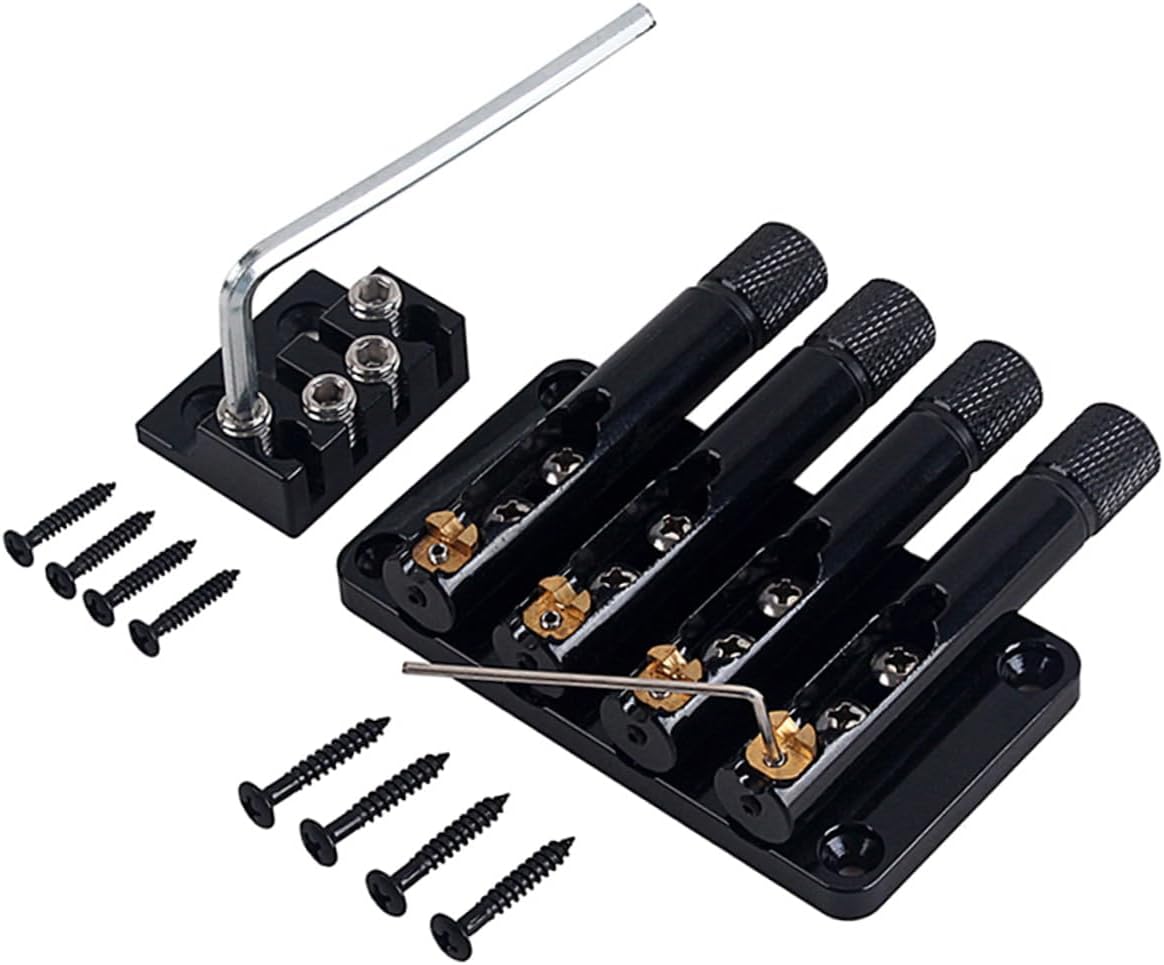 String Headless Bass Guitar Bridge with String Lock Vintage Style Design Easy Install Black
