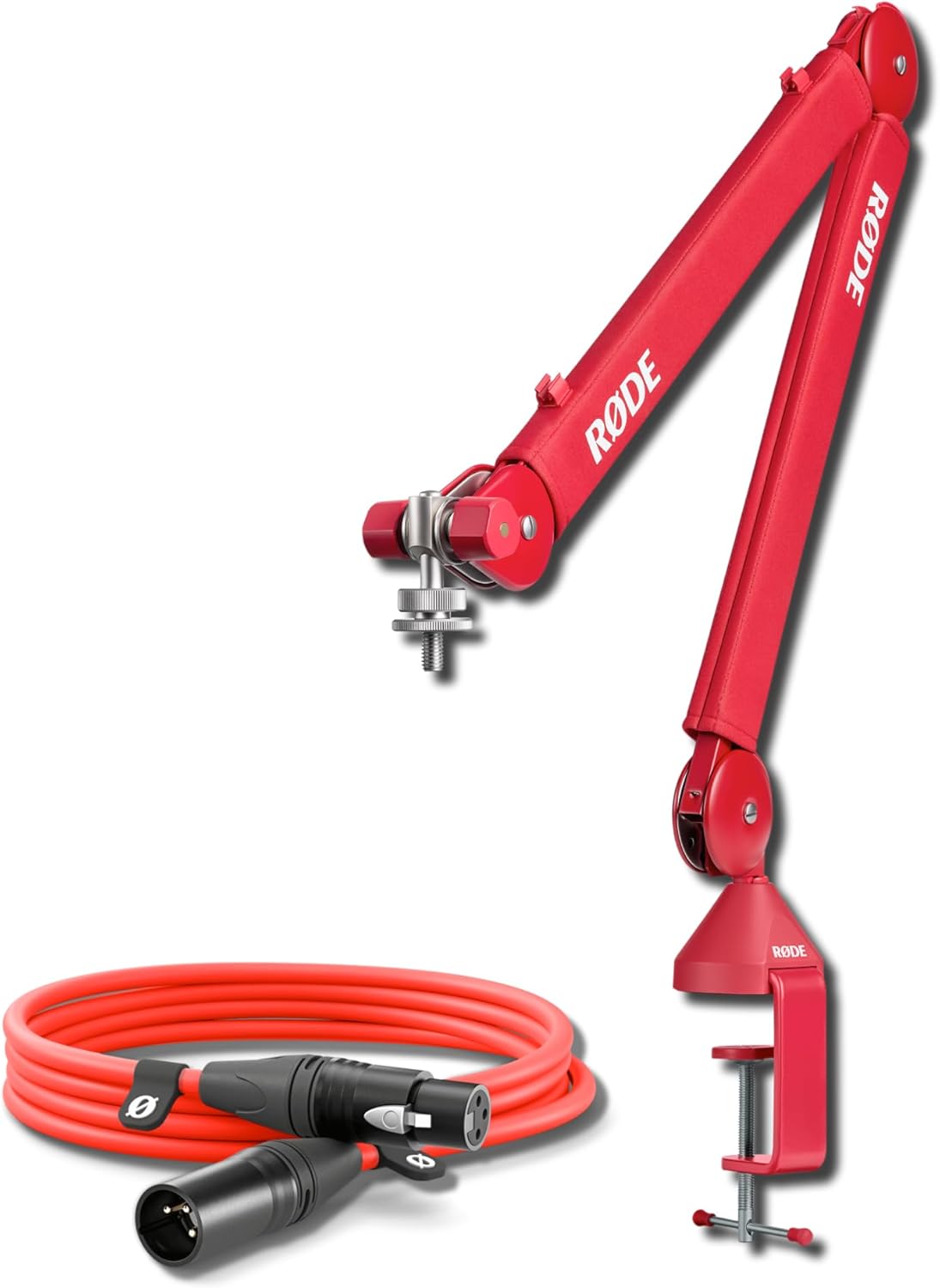 Rode PSA1+ Desk-Mounted Broadcast Microphone Boom Arm (Red) with Red Premium XLR Cable (3m)