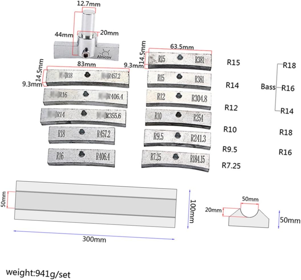 13pcs Guitar Setup Kit Fret Press Caul Insert for Electric Acoustic Bass Guitar Luthier Tool