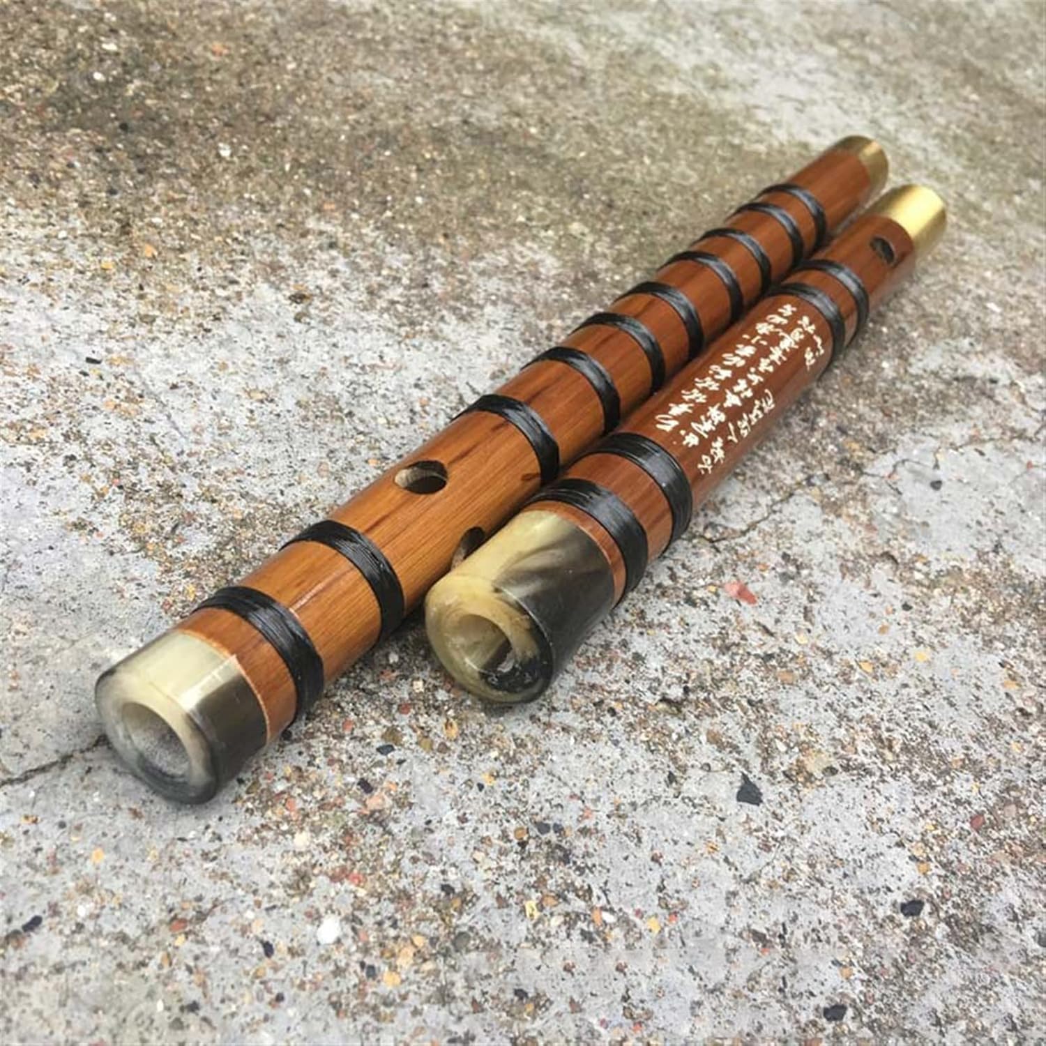 TSTS Chinese Bamboo Flute Brown Double-Insert Brass 2-Section Bamboo Flute Dizi Beginner Woodwind Instrument (Color : F)