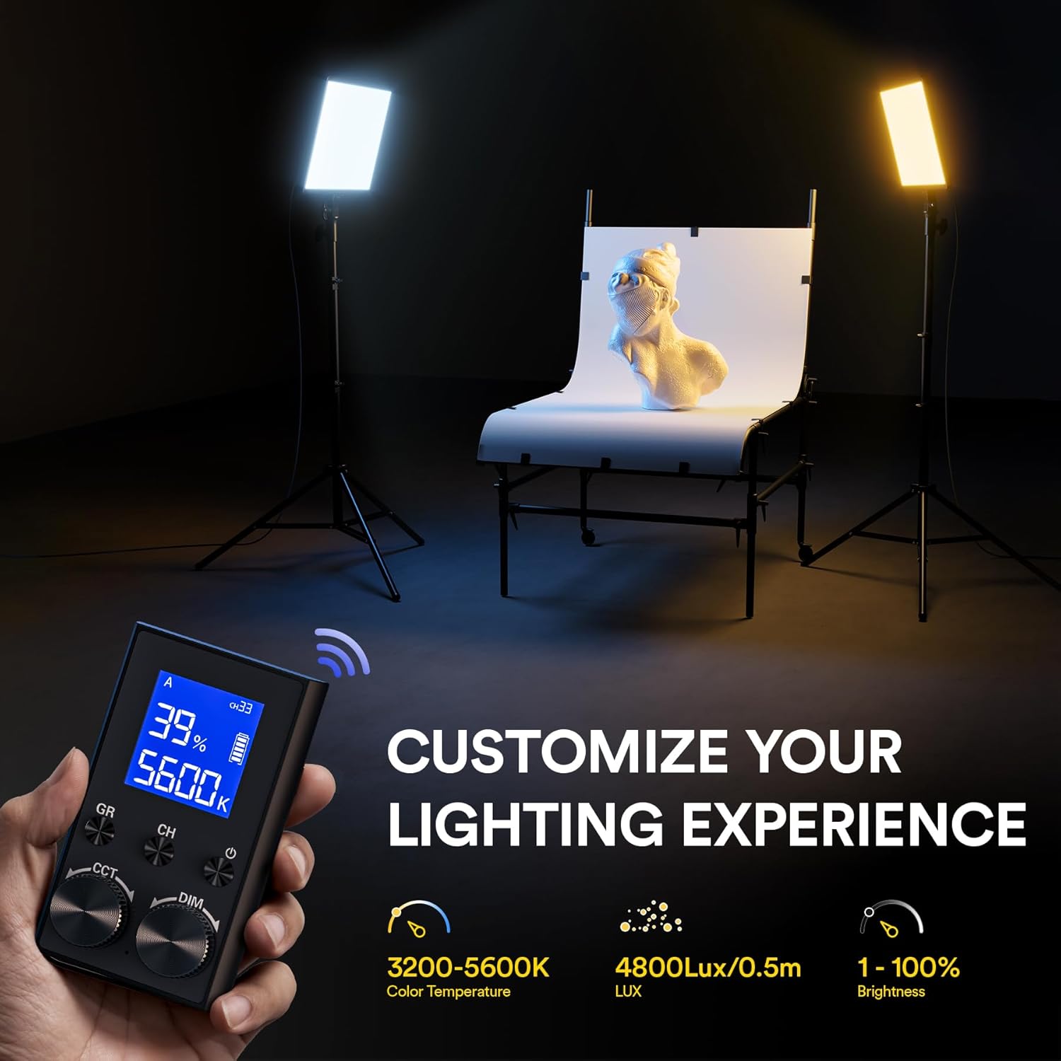 RALENO LED Video Panel Light, 2-Pack 18