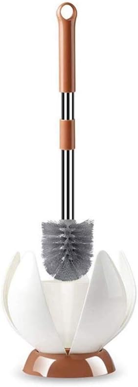 Compact Freestanding Plastic Toilet Bowl Brush and Holder for Bathroom Storage and Organization Space Saving