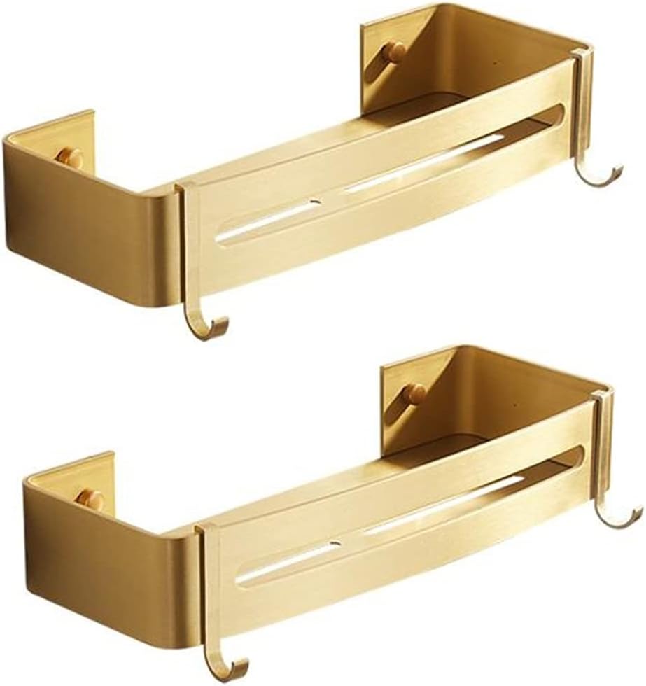 Shower Shelves Corner Wall Mounted Bathroom Shelf, Brushed Gold Bath Shower Shelf, Bath Shampoo Holder Corner Shelf Bathing Accessories (Color : Square Shelf 2)