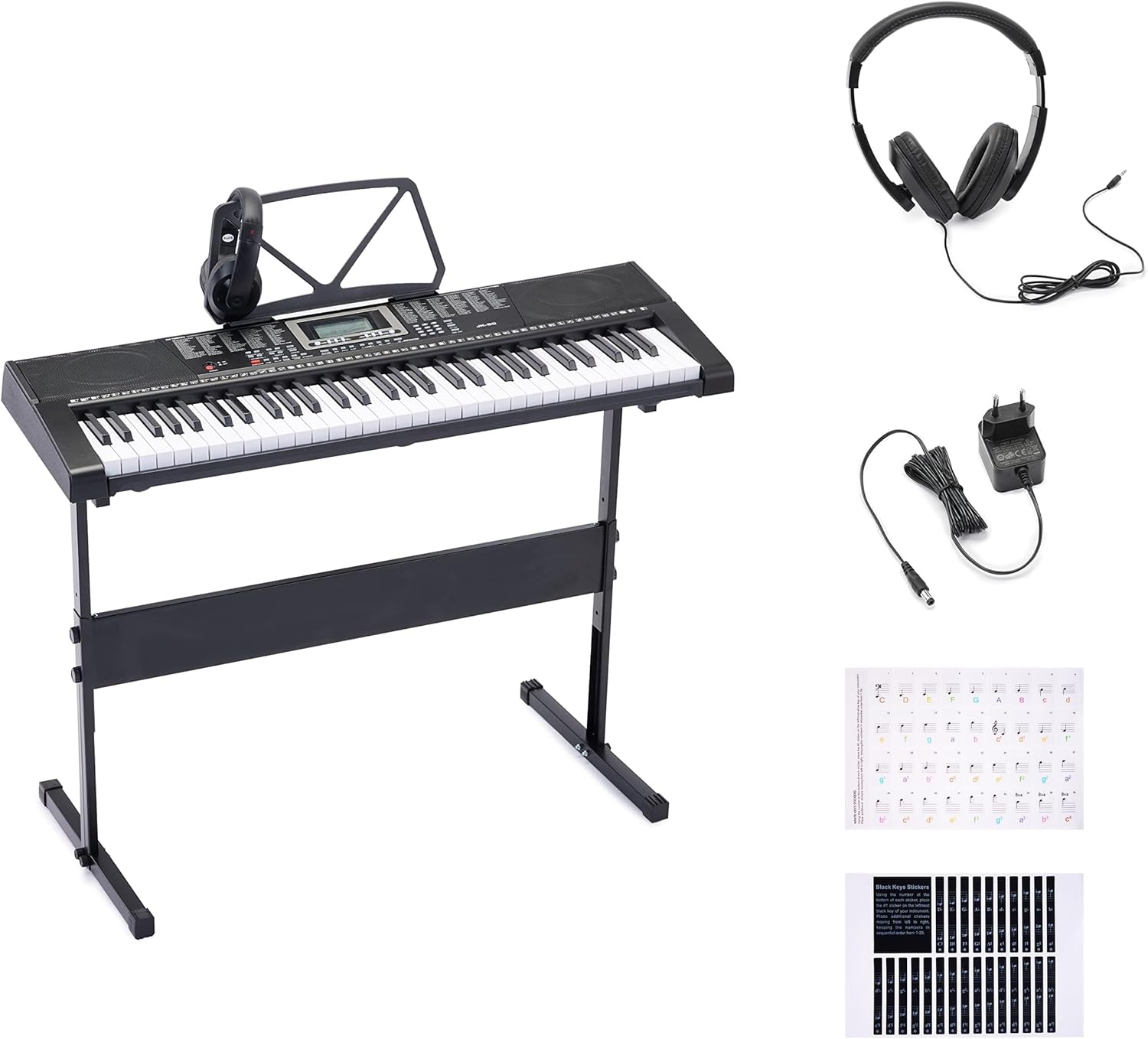 Amazon Basics Electric Keyboard Piano with 61 Keys, Built-in Speakers, Songs for Learning, Black