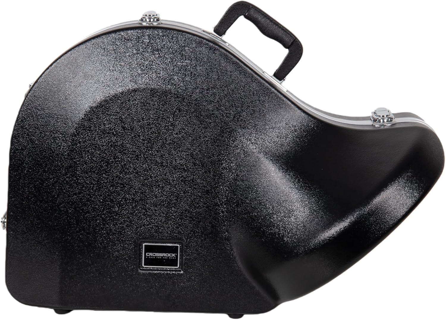 Crossrock ABS French Horn Case | Textured Black Finish with Velvet Interior, Security Lock, Rubber Feet & Detachable Strap (CRA865FHBK)