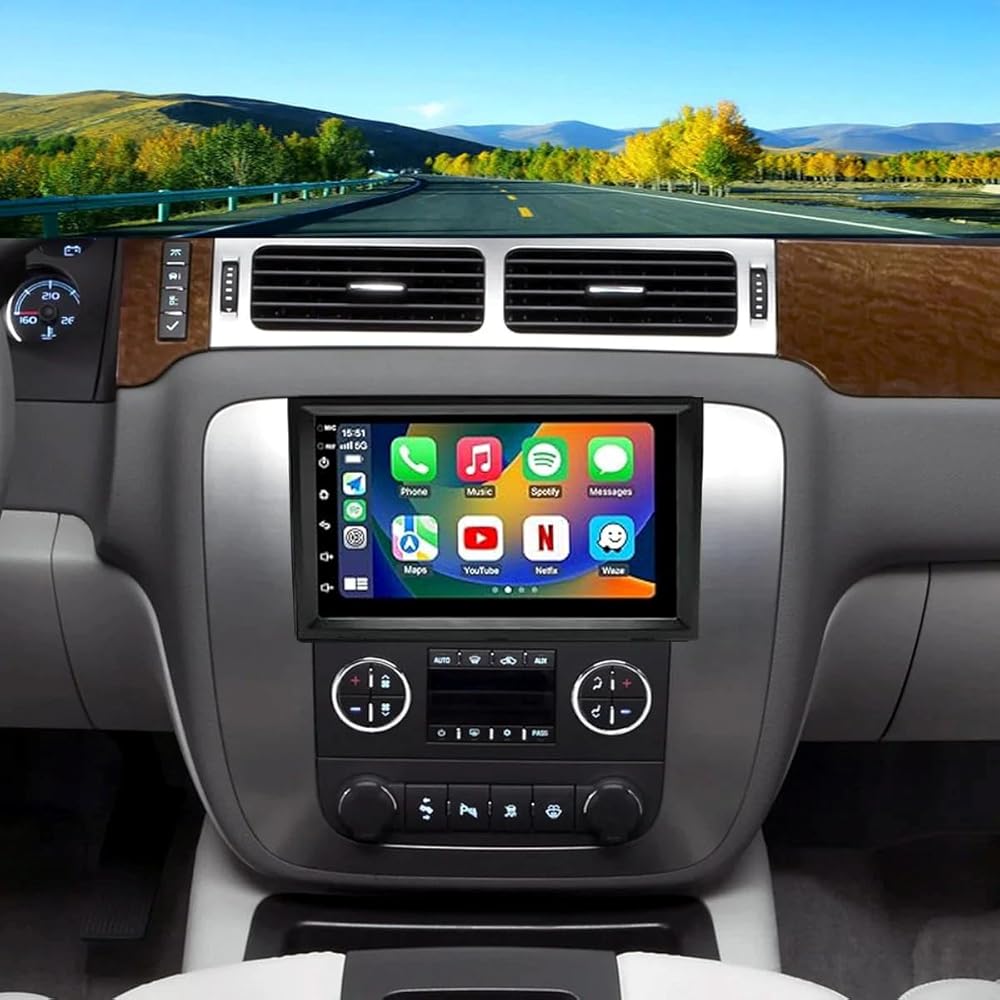 Car Radio for 2019 Chevy Colorado, Car Stereo with Wireless Carplay Android Auto, 7 inch Touch Screen with Bluetooth Backup Camera GPS Navigation FM RDS RDS WiFi SWC Split Screen Mic Function 4+64G