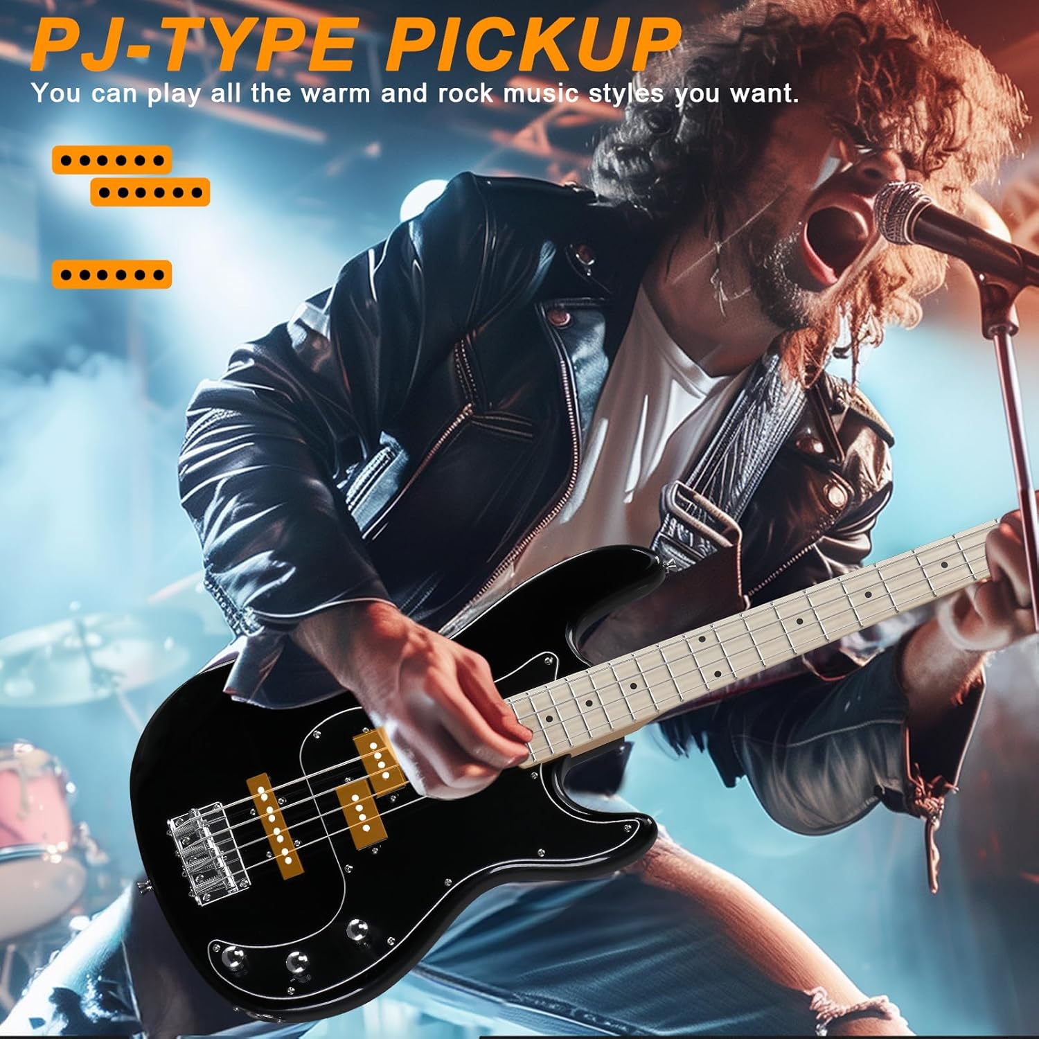 Ktaxon 4 String Bass Guitar Full Size Electric Bass Guitar Starter Kit with 20W AMP, Portable Gip Bag, Premium Cable, Adjustable Strap, Picks and Wrench, Gift For Music Lover(Set-Black)