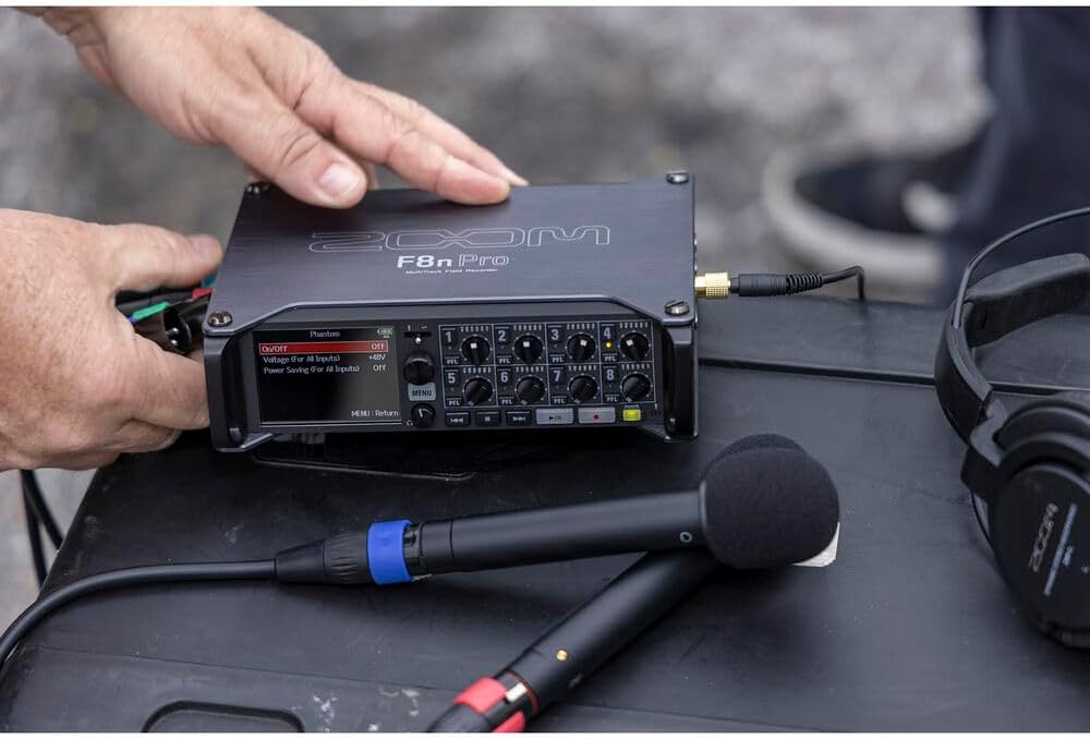 Zoom F8n Pro MultiTrack Field Recorder Bundles with 4x Zoom ZDM-1 Podcast Mic Pack with 2x 4 AA Batteries & Charger and 2x 64GB Extreme PRO Memory Card