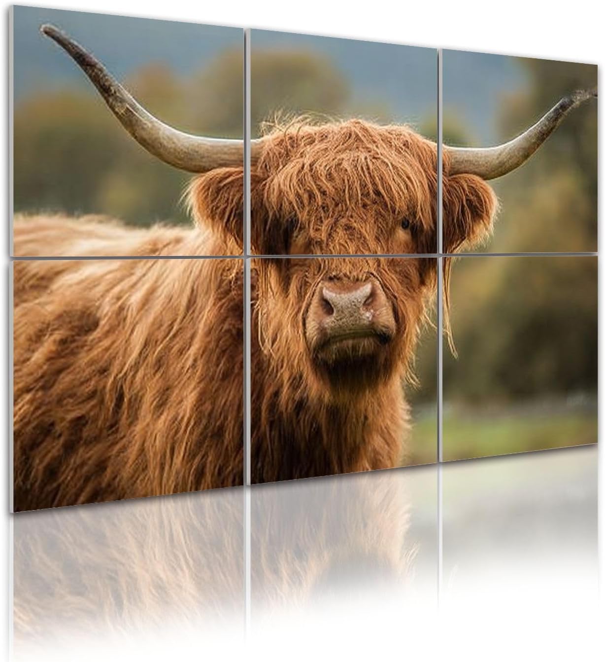 6 Pack Art Acoustic Panels Self Adhesive Highland Cow Decorative Soundproof Wall Panels Sound Absorbing Panel 48