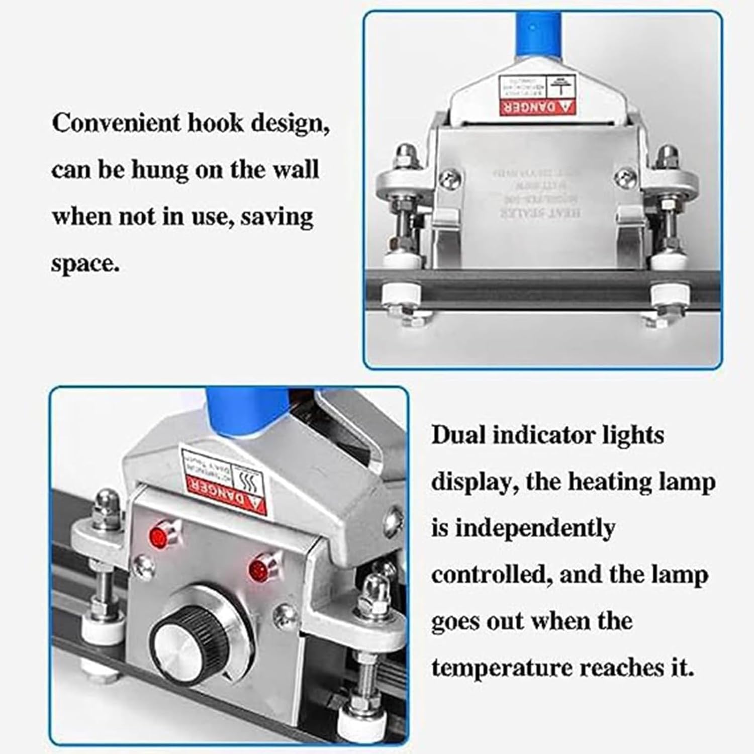 Hand-Held Heat Sealer Crimping Machine, 10 Mm Sealing Width, Temperature Control from 0 to 75°C, for Mylar Pouches, Foil Pouches, Cellophane Bags-200mm
