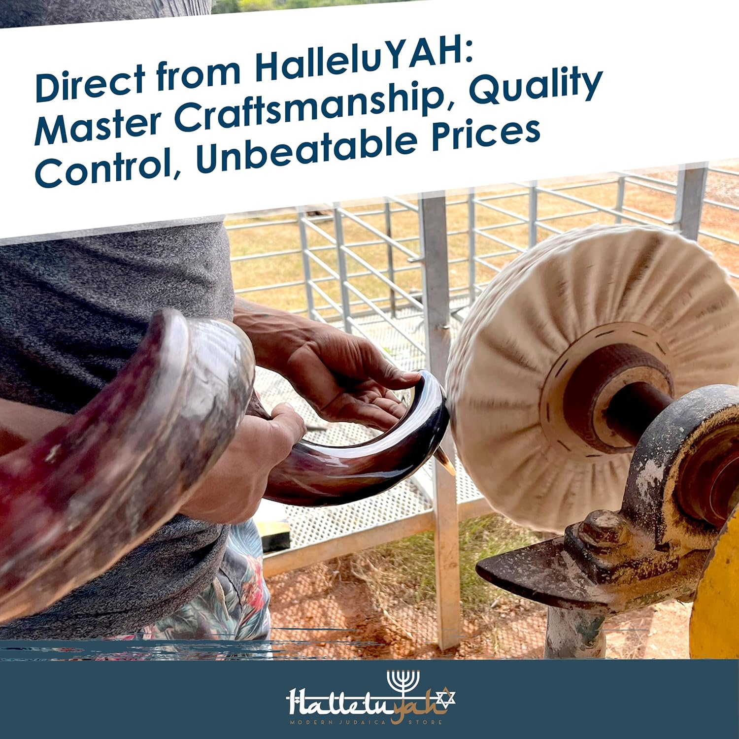 HalleluYAH Original Kosher Half-Polished Kudu Shofar From ISRAEL