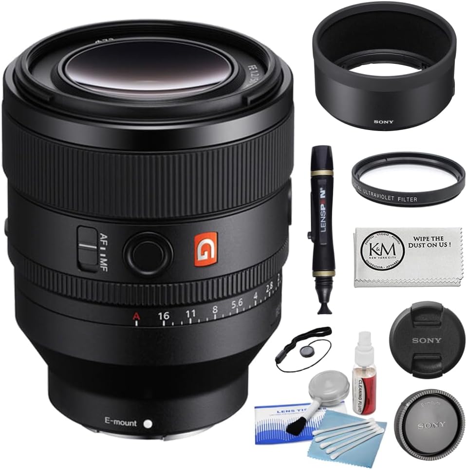 Sony FE 50mm f/1.2 GM Lens Bundled with 72mm UV Filter + 5-Piece Camera Cleaning Kit + Cleaning Lens Pen + Lens Cap Keeper + Microfiber Cleaning Cloth (6 Items)