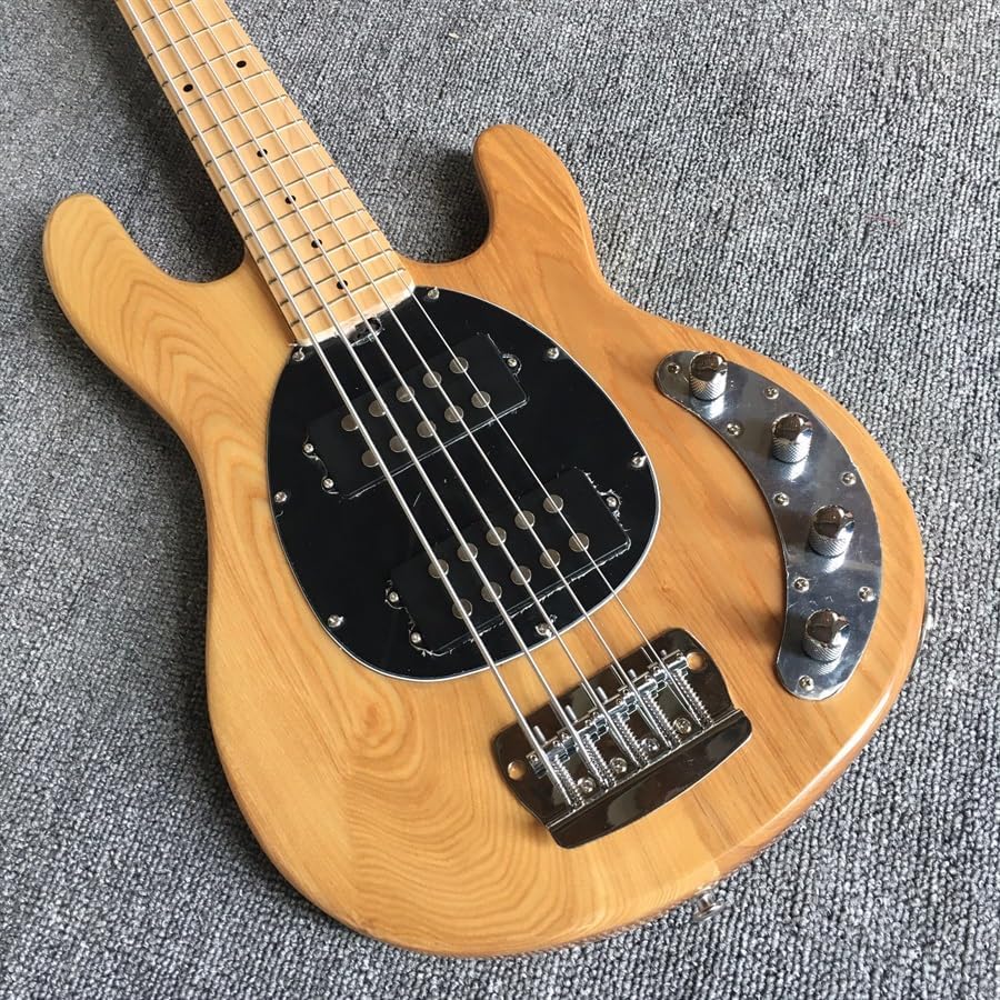 Custom Log Color Five-String Bass with Built-In Amplification Line and Real Photos - Ideal for Bassists Seeking a and High- Instrument for Professional Performance