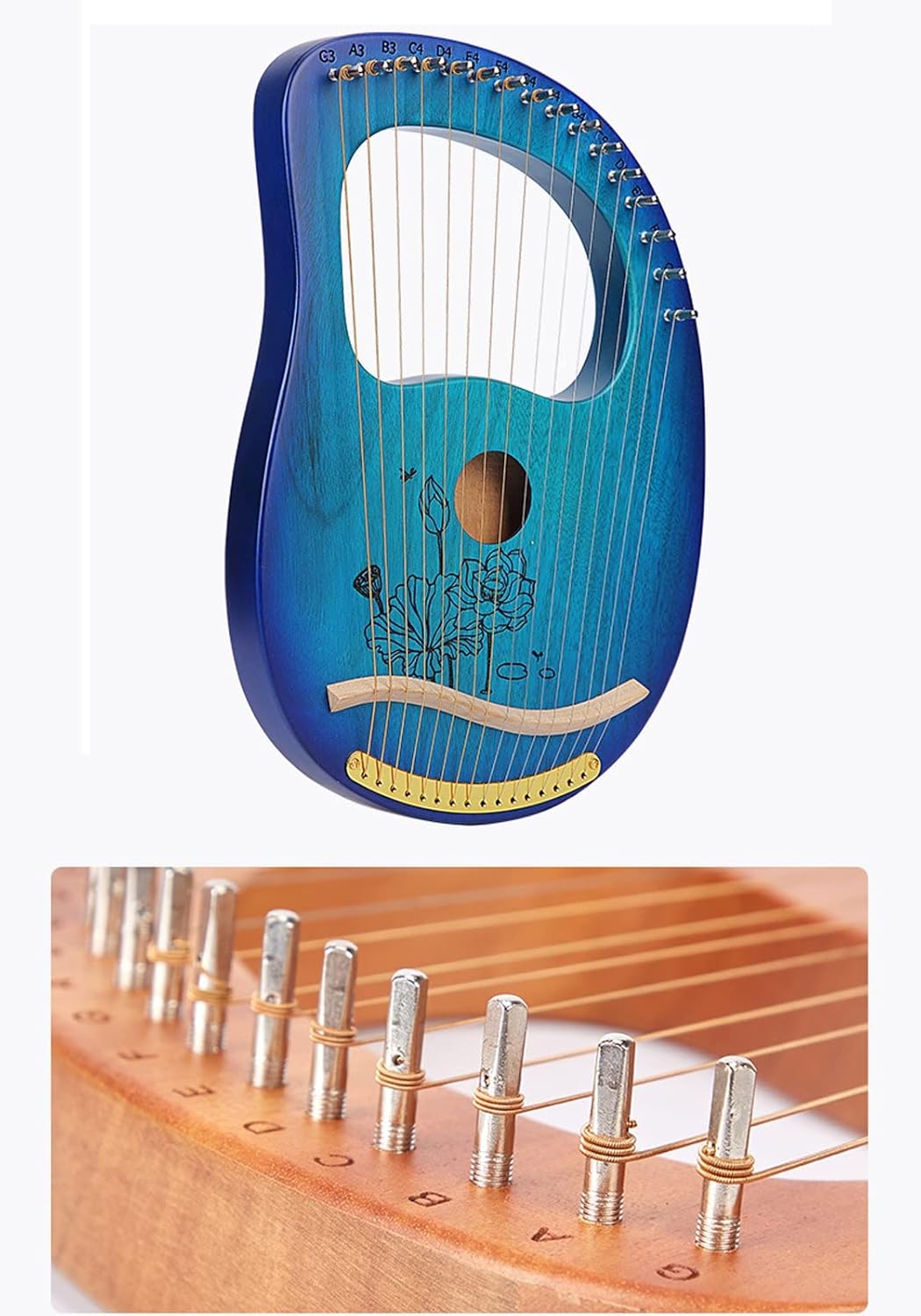 Lyre Harp A Sets of 10/16/19/21/24 Strings Replacement Metal String for Lyre Harp, Brighter and More Durable (Color : 24 String Set+String Nails+Wrench)