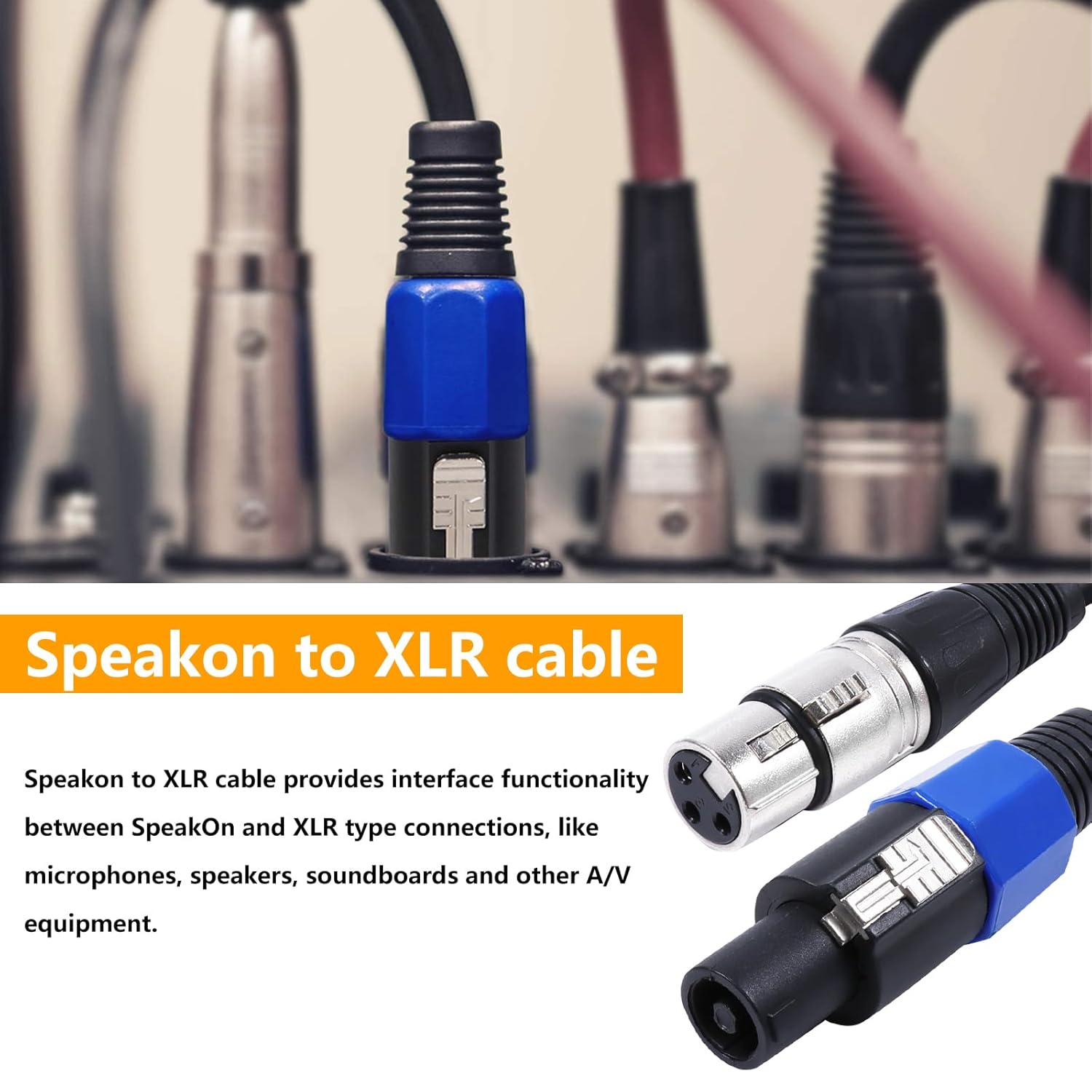 30 Feet Pack of 3 Speakon to XLR Cable - 3 Packs 30ft. Speak-ON Type Male Plug to 3 Pole XLR Female Audio Jack Extension Wire - Compatible Studio Stage Microphone Recording Wiring