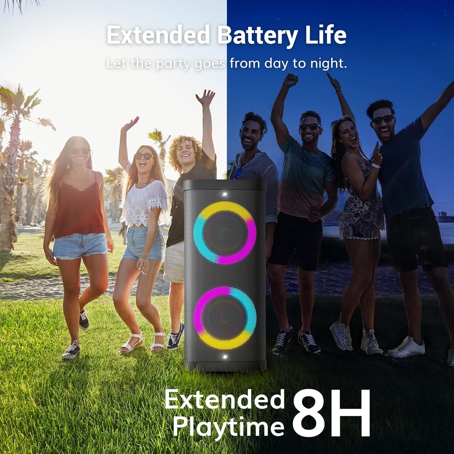 Bluetooth Karaoke Machine for Adults with 2 UHF Wireless Microphones Mic, TONOR Portable PA Speaker System with Party LED Lights, Supports USB/TypeC/TF, Ideal for Home Karaoke Party Outdoor Events K60