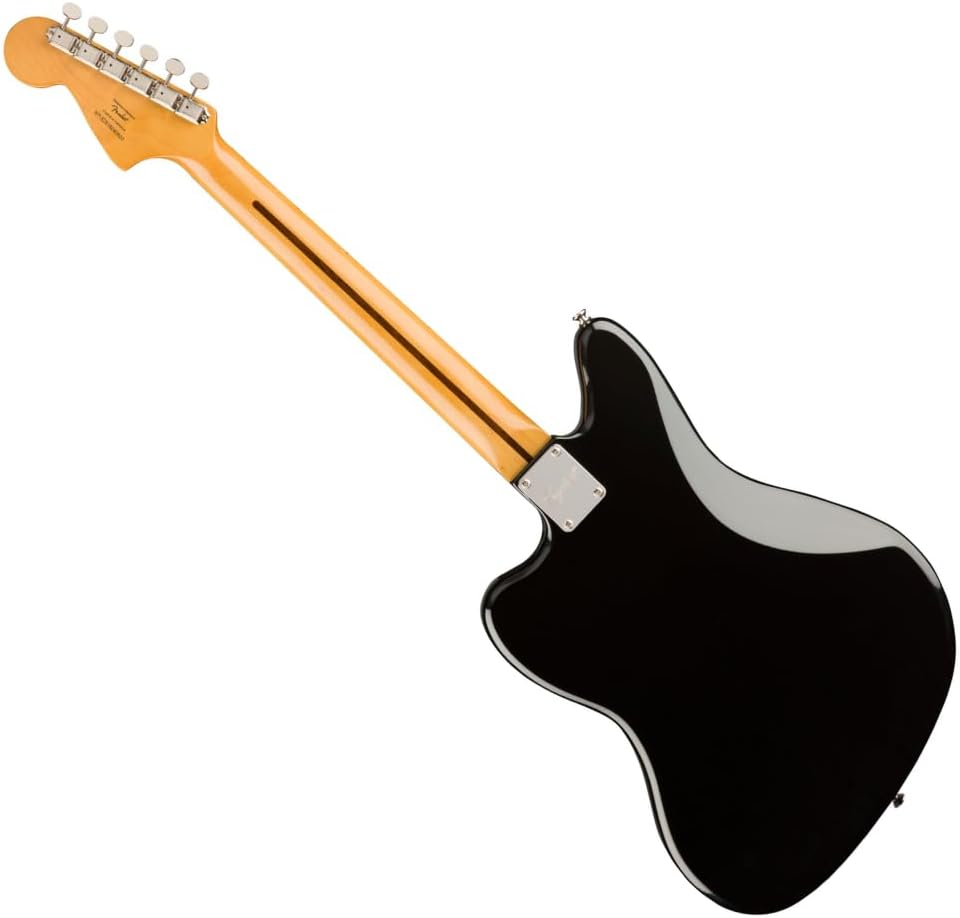 Fender Squier Classic Vibe '70s Jaguar - Indian Laurel Fingerboard, Black Bundle with Guitar Picks & Polishing Cloth