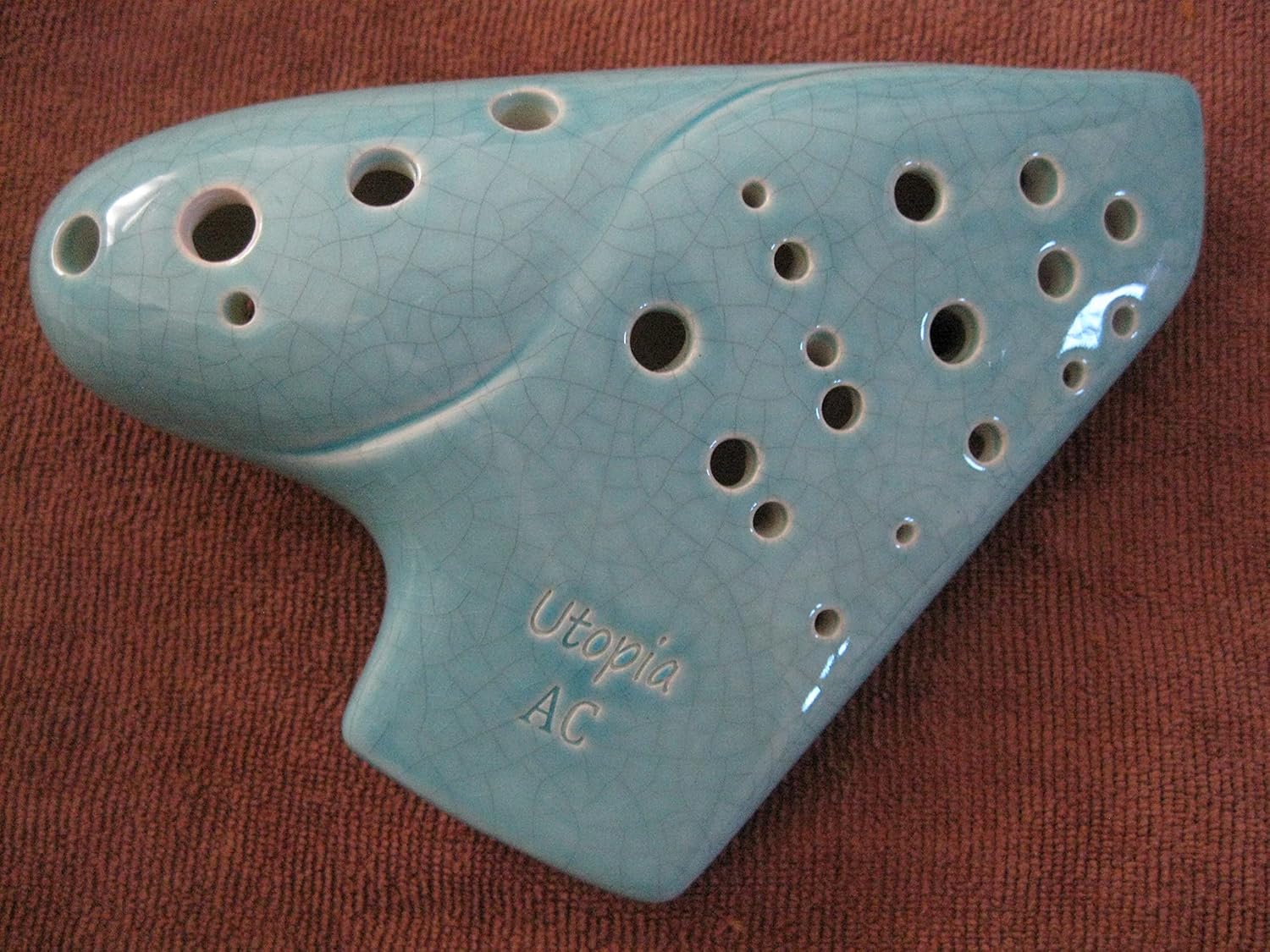 Utopia Ceramic Turquoise Blue Color/Pattern Alto C Key / 3 Octave Chromatic Range Ceramic Ocarina - High temperature Kiln Treated good Hardness Endurability