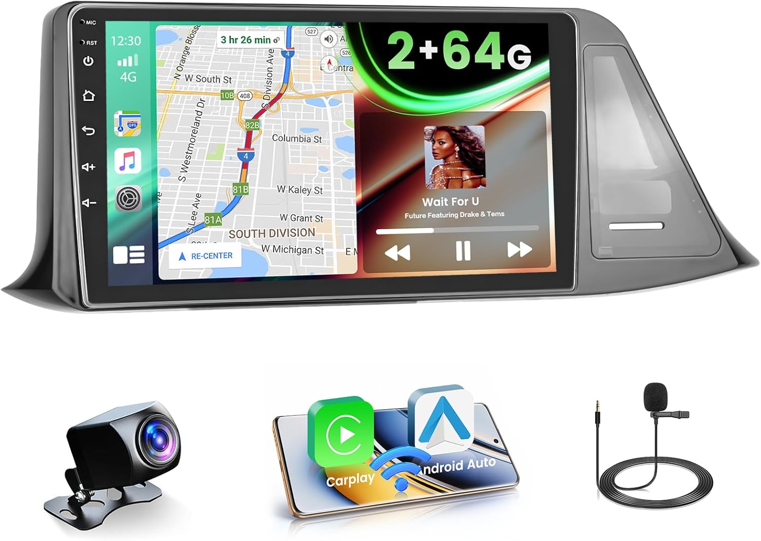 2+64GB Android 15 Car Radio for Toyota CHR 2016-2019 Wireless Carplay Android Auto, 9